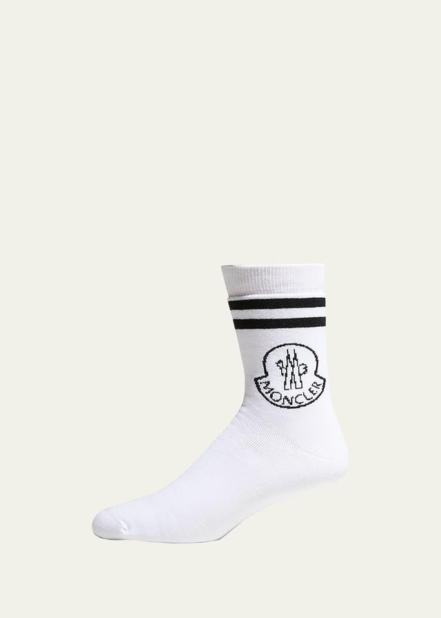 Moncler Men's Striped Logo Socks - Size: LARGE - BLACK Product Image