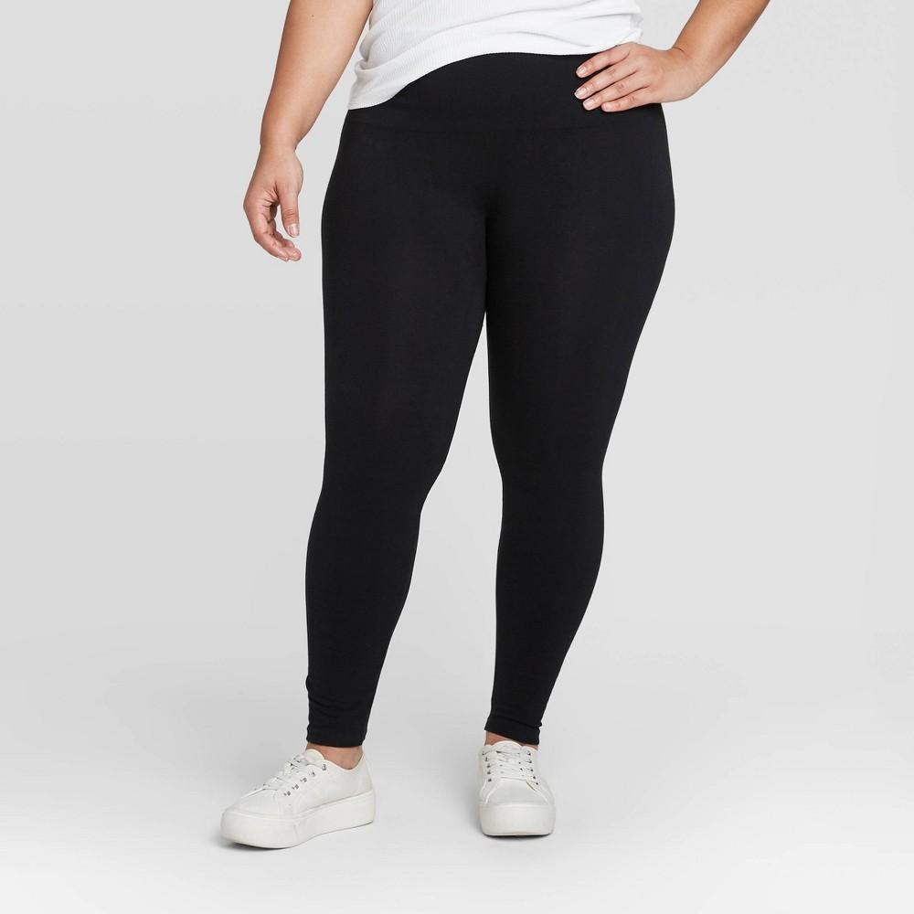 Womens High Waisted Cotton Blend Seamless Leggings - A New Day 1X Product Image