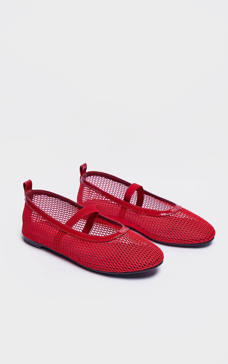 Red Mesh Ballet Flats Product Image