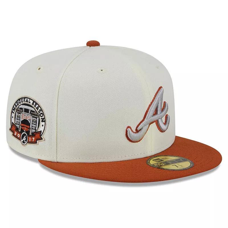 Mens New Era Cream/Orange Atlanta Braves 59FIFTY Fitted Hat Product Image