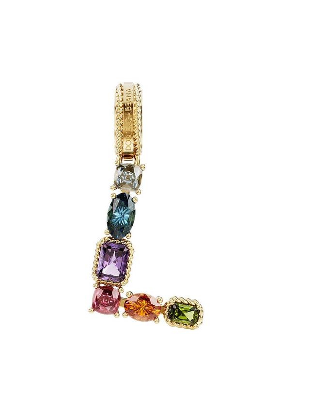 Womens Rainbow Alphabet 18K Yellow Gold & Multi Gemstone Initial L Charm Product Image