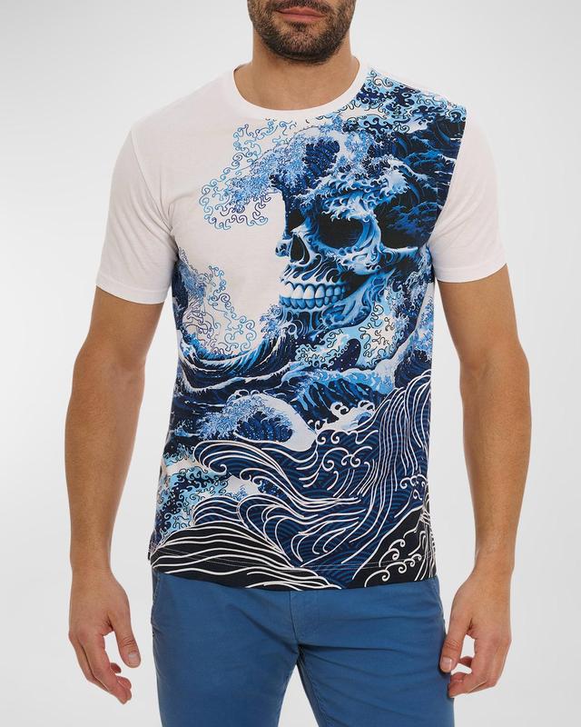 Mens Skull Wave Graphic T-Shirt Product Image