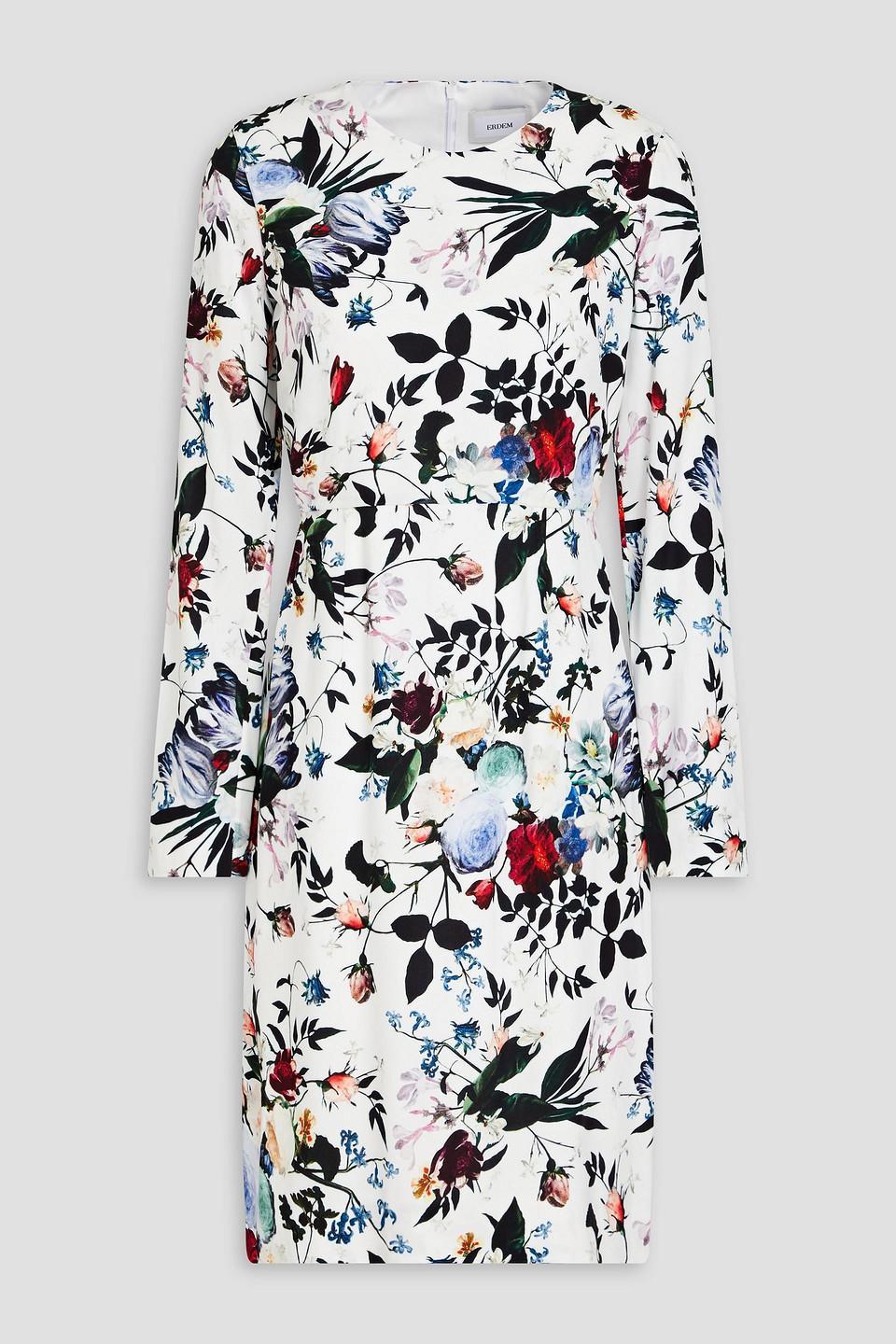 Floral-print Woven Mini Dress In White Product Image