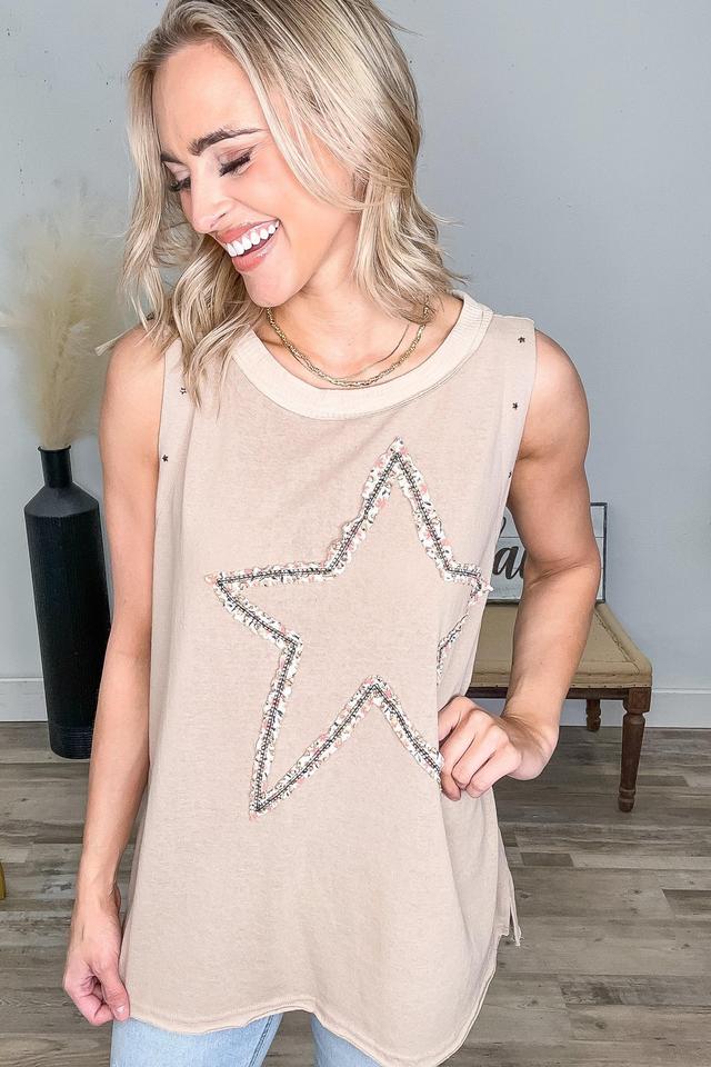 Tan With Star Tank Top Product Image