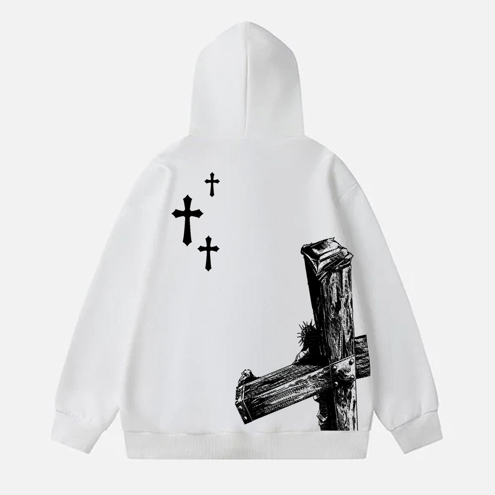 Men's Casual Jesus Saves Graphic Pocket Long Sleeve Hoodie Product Image