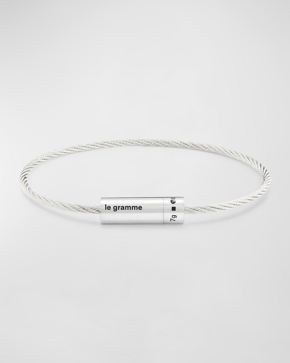 Mens Polished Sterling Silver Cable Bracelet Product Image