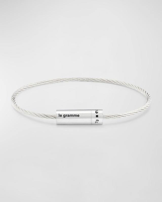 Mens Polished Sterling Silver Cable Bracelet Product Image