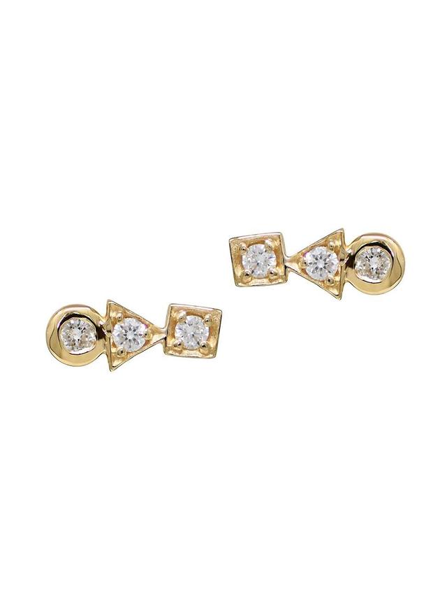 Womens Clo 14K Yellow Gold & 0.12 TCW Diamond Stud Earrings Product Image