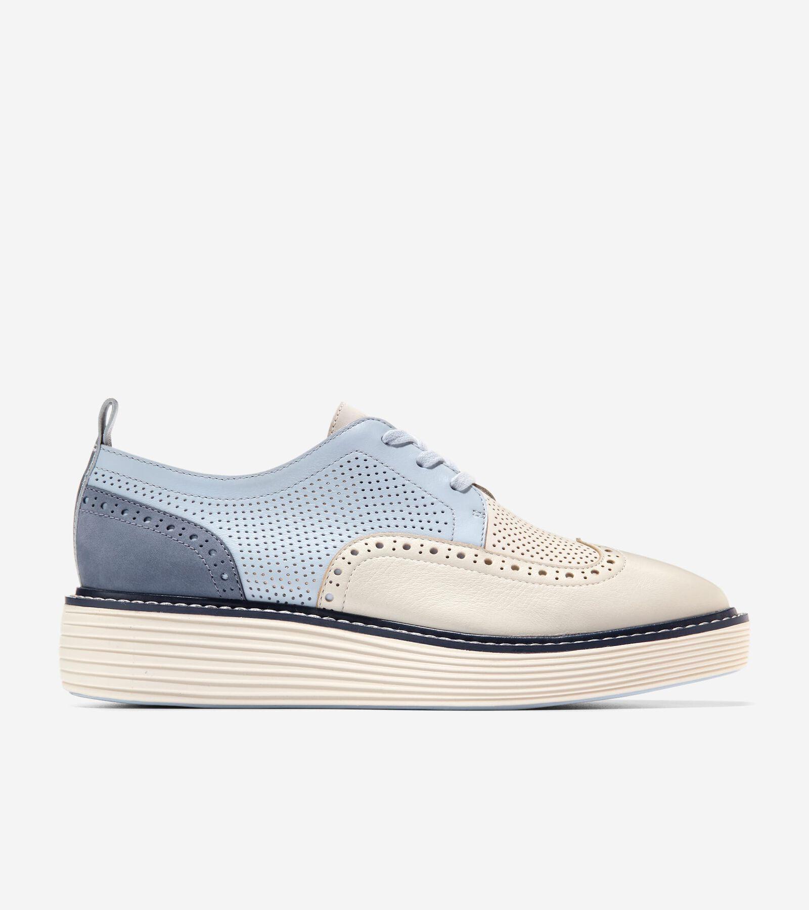 Cole Haan Originalgrand Platform Wingtip Oxford (Heather/Silver Lining) Women's Flat Shoes Product Image