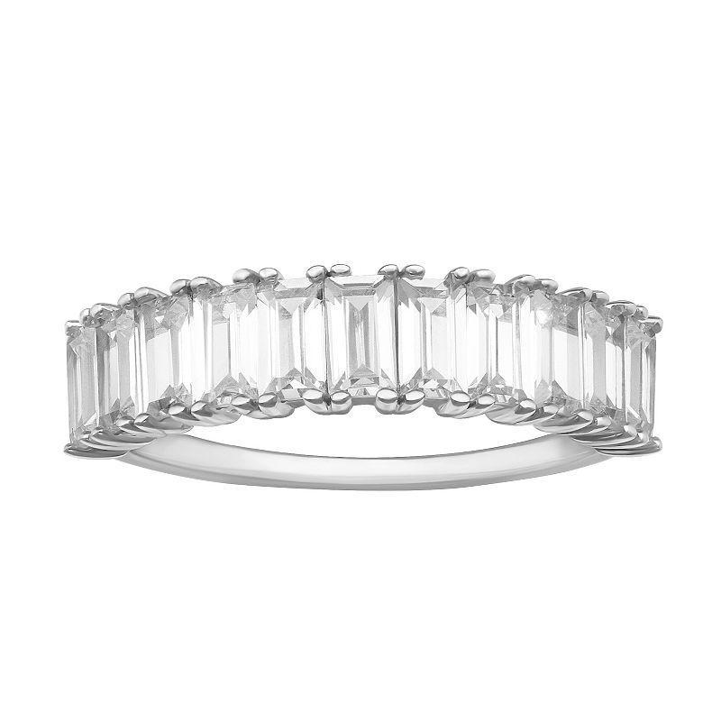 PRIMROSE Sterling Silver Cubic Zirconia Baguette-Cut Ring, Womens Product Image