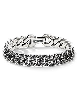 Mens Curb Chain Bracelet with Pav Black Diamonds Product Image