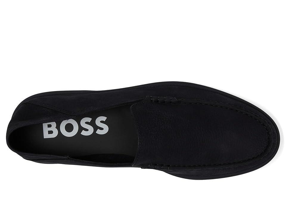 Mens Nubuck Moccasins Loafers With Embossed Logo And Apron Toe Product Image