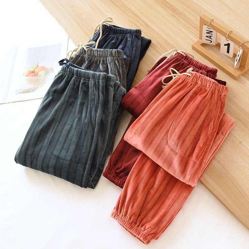 Couple Matching Drawstring Waist Striped Pajama Pants (Various Designs) Product Image