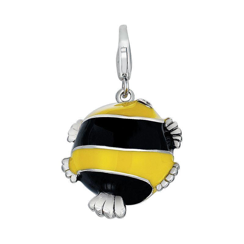 Sterling Silver White Topaz Blowfish Charm, Womens Product Image