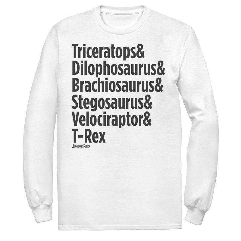 Mens Jurassic Park Dinosaur Name Types Long Sleeve Tee Product Image