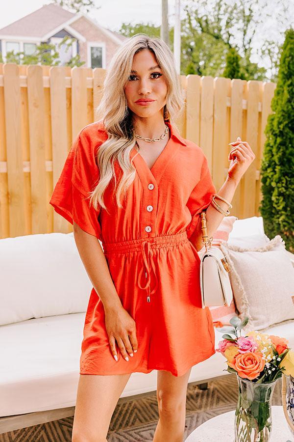 Colorful Coastline Romper in Tangerine Product Image