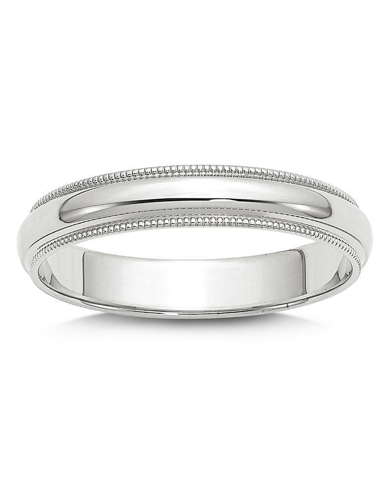 Bloomingdales Mens 4mm Half Round Milgrain Band 14K White Gold - 100% Exclusive Product Image