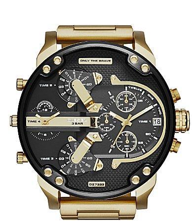 Diesel Mens Mr. Daddy 2.0 Multifunction Gold-Tone Stainless Steel Bracelet Watch Product Image