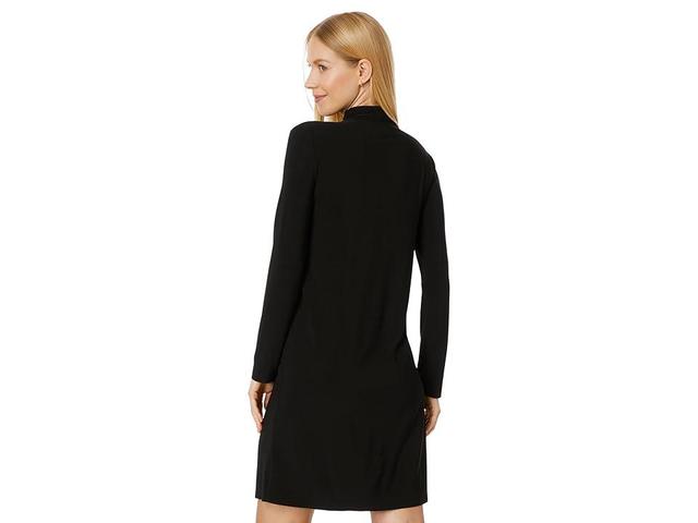 Norma Kamali Long Sleeve Turtleneck Dress To Knee (Black) Women's Dress Product Image