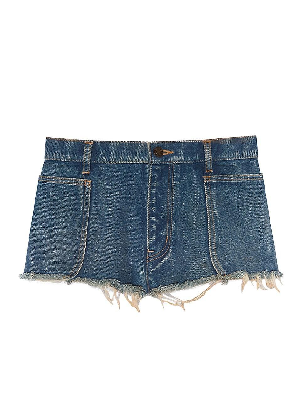 Womens Raw-edge Shorts in Indigo Sky Blue Denim product image