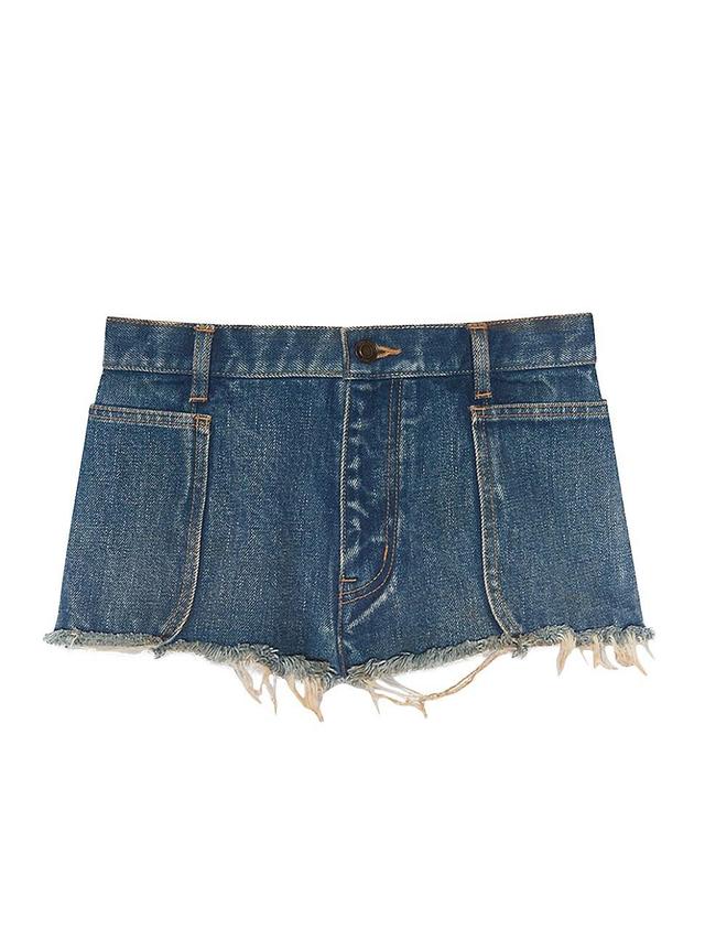 Womens Raw-edge Shorts in Indigo Sky Blue Denim Product Image