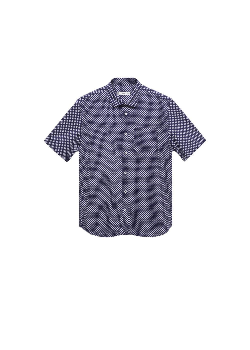 MANGO MAN - 100% cotton short-sleeved mirco-patterned shirt ink blueMen Product Image