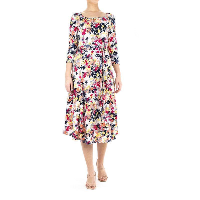 Womens Nina Leonard Sylvia Print Midi Dress Product Image