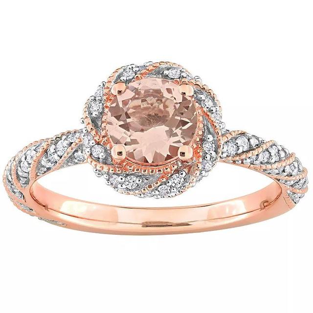 Stella Grace 14k Rose Gold Morganite & 1/4 Carat T.W. Diamond Halo Ring, Womens Product Image