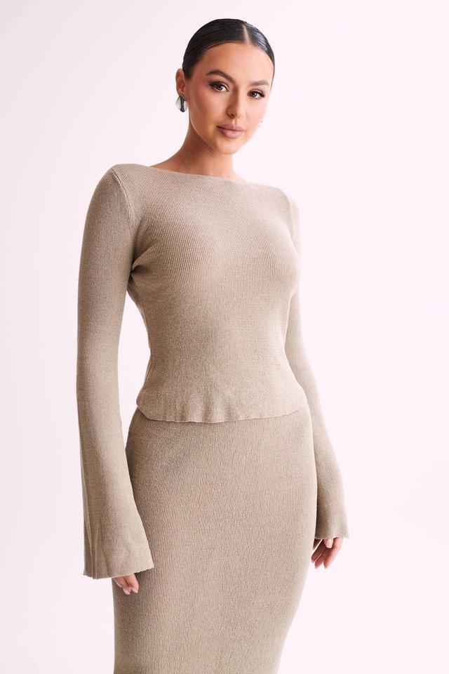 Zahra Backless Knit Top - Taupe Product Image