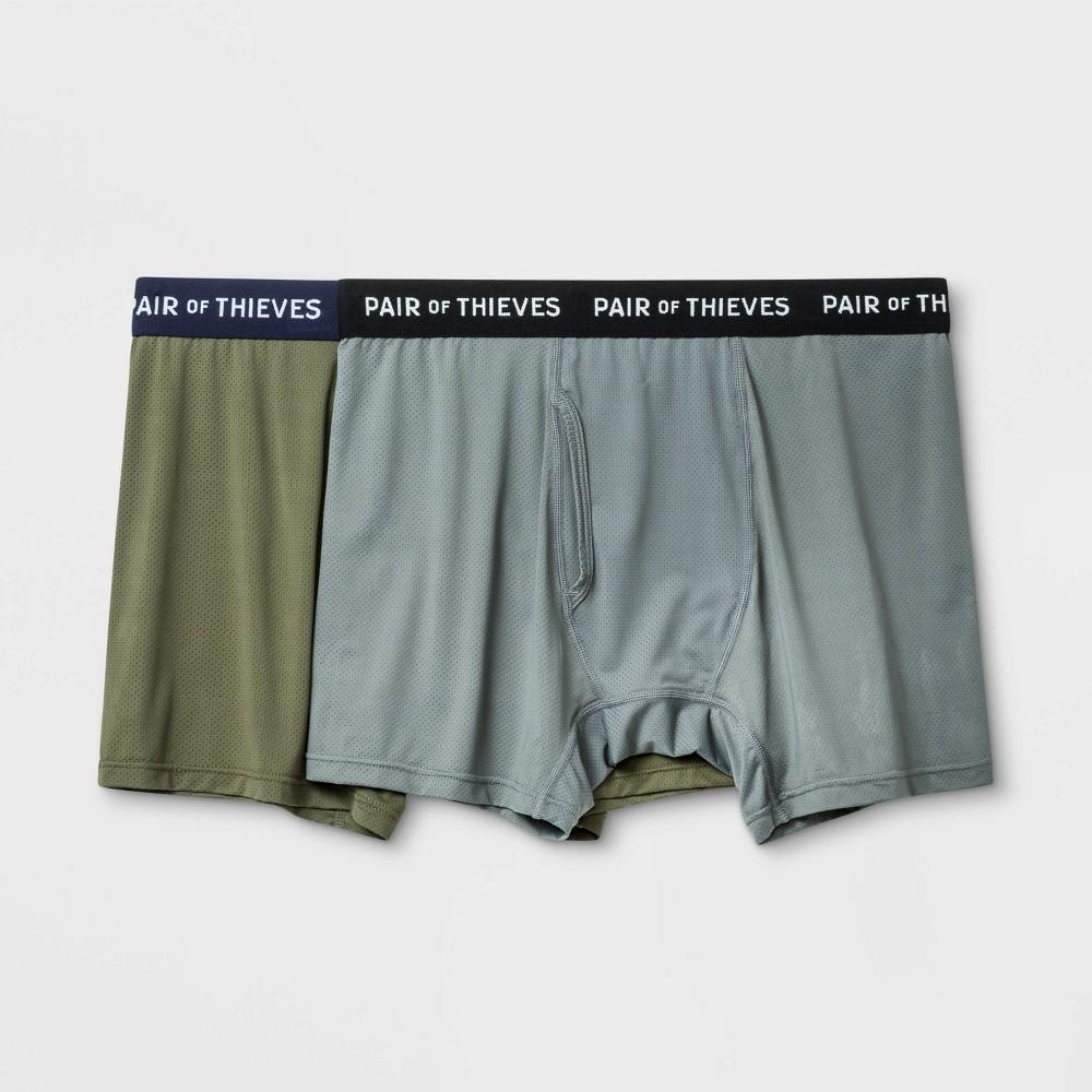 Pair of Thieves Mens Super Fit Boxer Briefs 2pk - Green/Gray/Geometric S Product Image