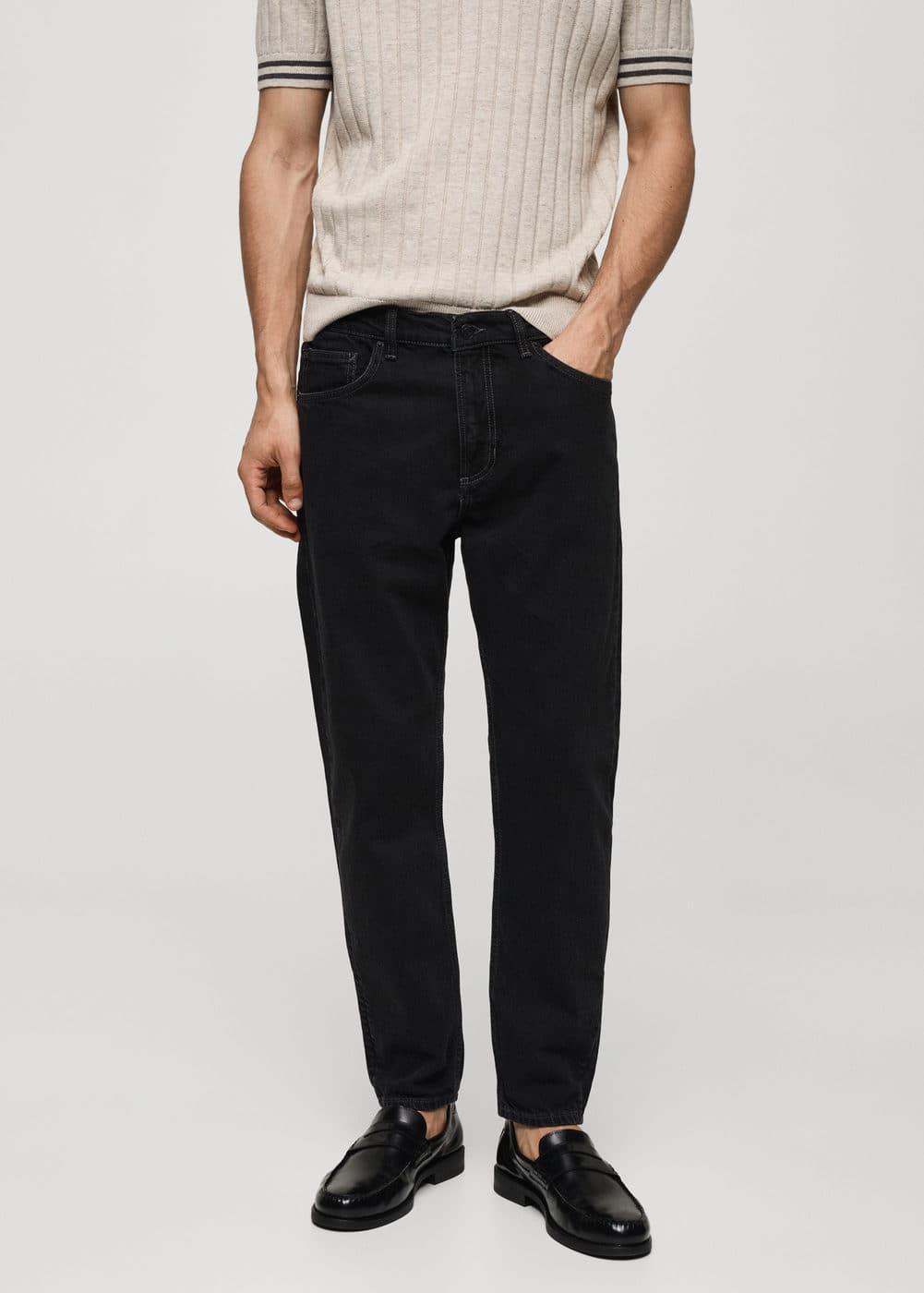 MANGO MAN - Ben tapered cropped jeans black denimMen Product Image