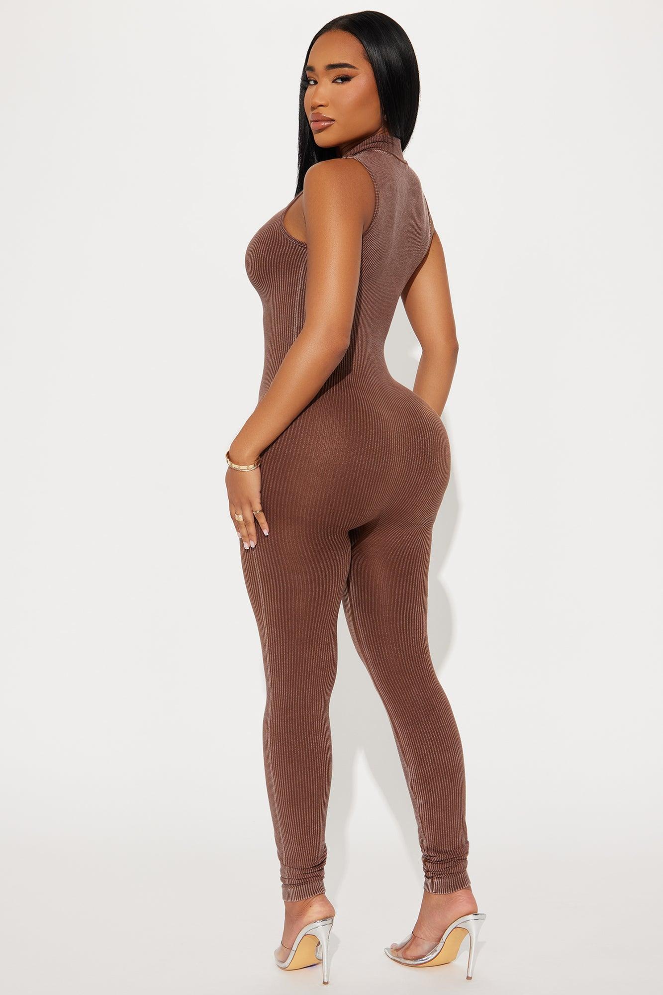 Sandy Washed Seamless Jumpsuit - Mocha Product Image