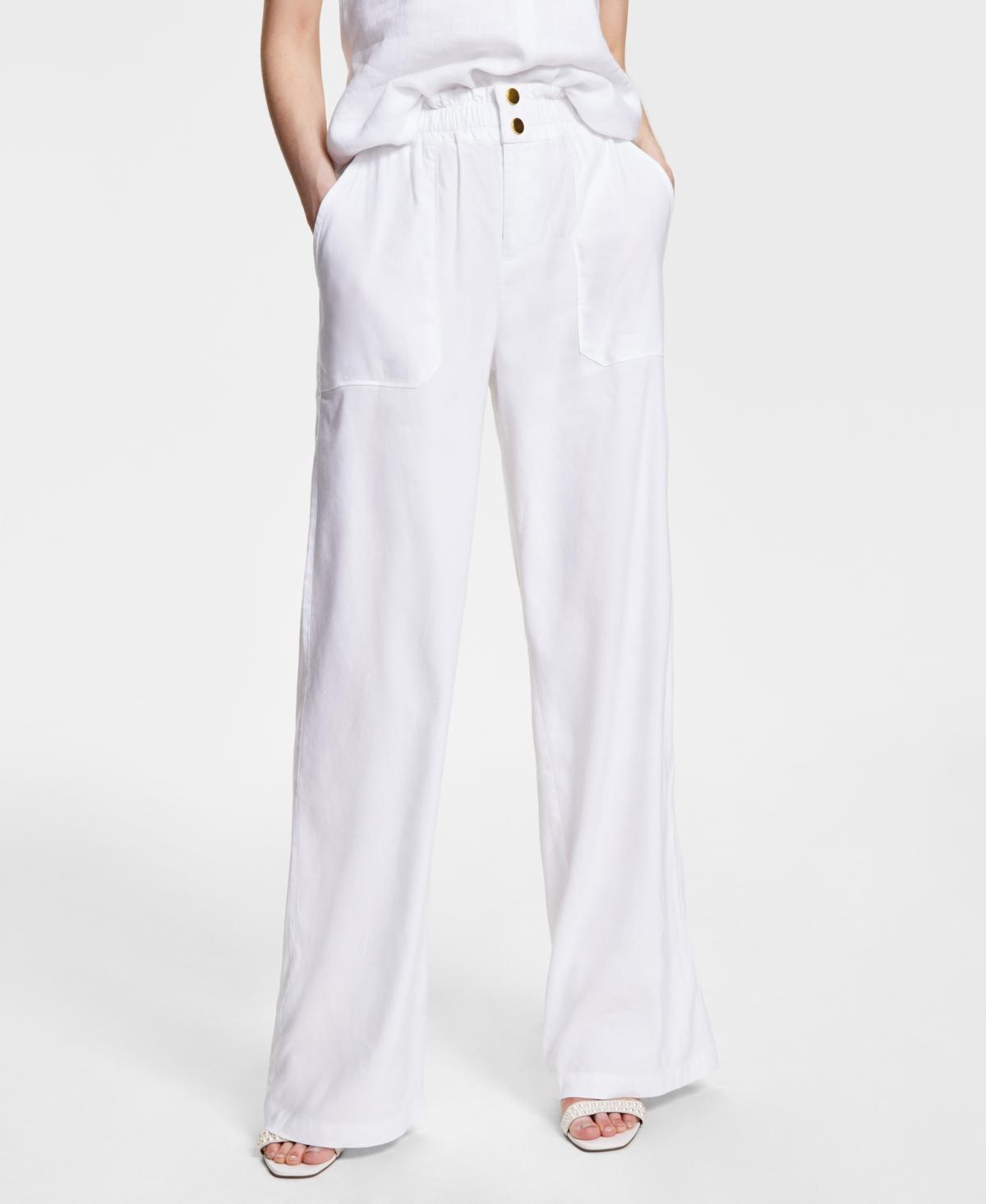 I.n.c. International Concepts Womens Linen Paperbag-Waist Pants, Created for Macys Product Image