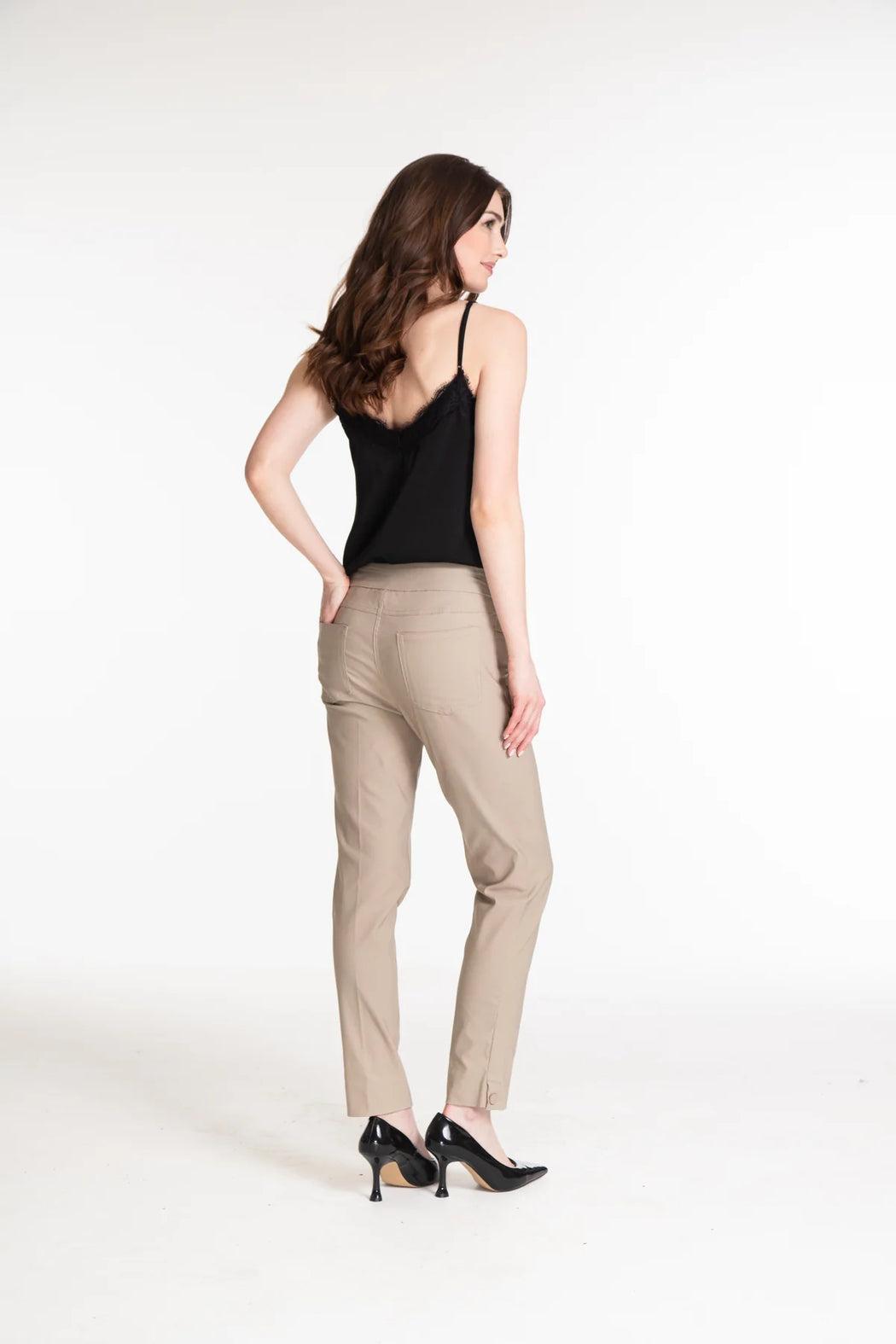 PULL-ON REAL 4-POCKET ANKLE PANT WITH BUTTON HEM VENTS - WHITE ONLY Female Product Image