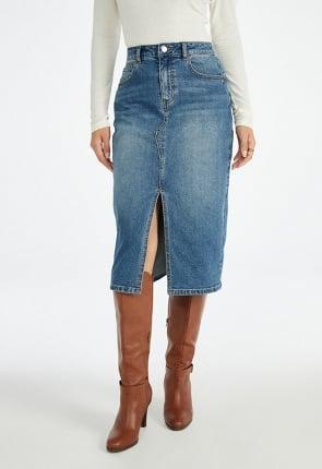 Evan Denim Midi Skirt Product Image