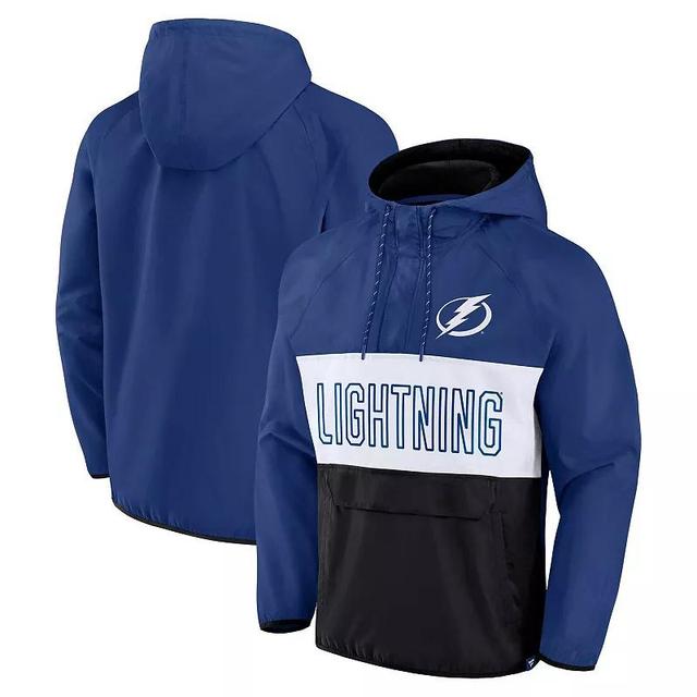 Mens Fanatics Branded Blue/Black Tampa Bay Lightning Backhand Shooter Defender Anorak Raglan Hoodie Quarter-Zip Jacket Product Image