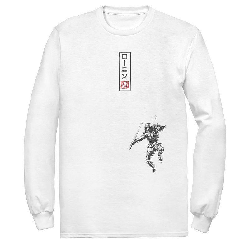 Mens Marvel Ronin Kanji Portrait Long Sleeve Graphic Tee White Product Image