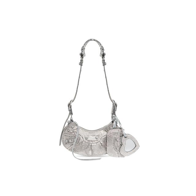 Women's Le Cagole Xs Shoulder Bag With Rhinestones in Grey Product Image