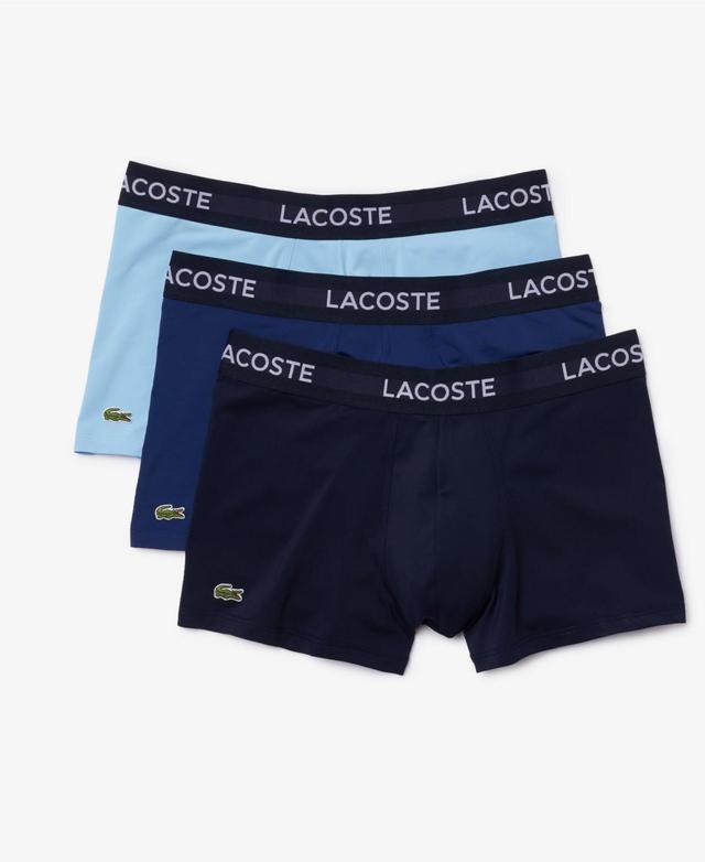 Lacoste 3-Pack Solid with Semi Fancy Belt Underwear Trunks (Navy Blue/White/Red) Men's Underwear Product Image