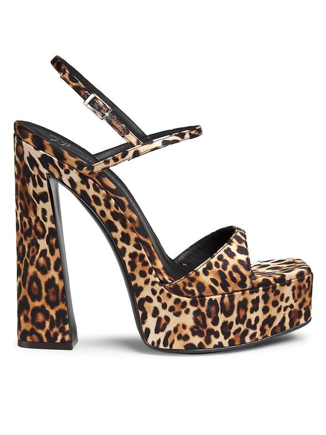 Womens Destino 140MM Leopard Satin Platform Sandals Product Image