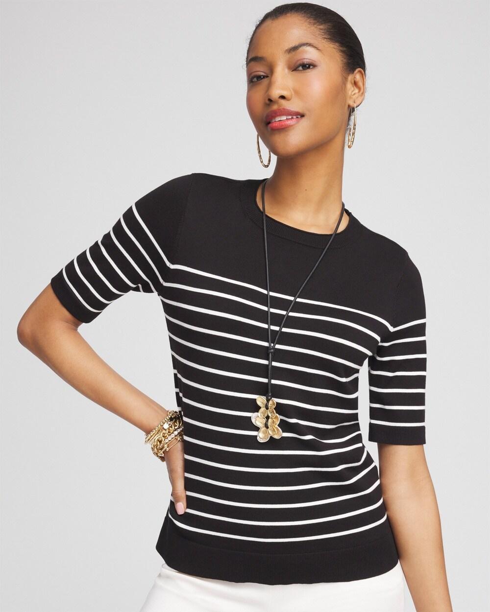 Women's Stripe Short Sleeve Pullover Sweater product image