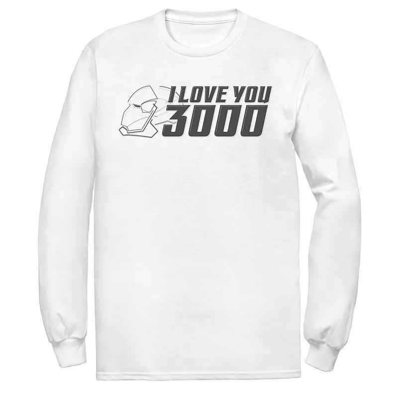 Mens Marvel Avengers Endgame I Love You 3000 Iron Man Outline Long Sleeve Graphic Tee White Product Image