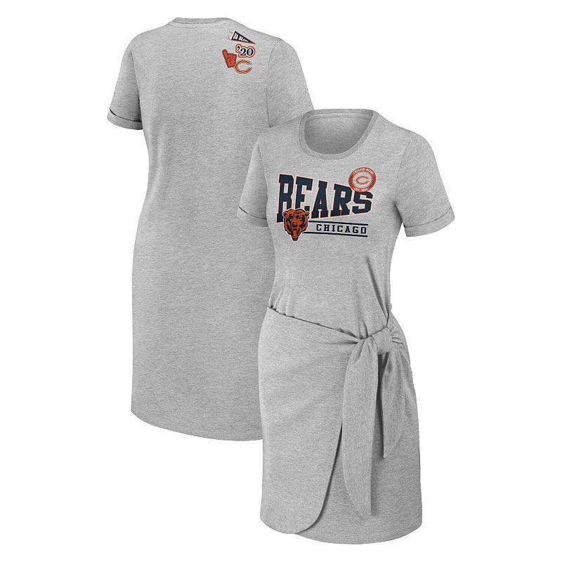 Womens WEAR by Erin Andrews Heather Gray Chicago Bears Knotted T-Shirt Dress Product Image