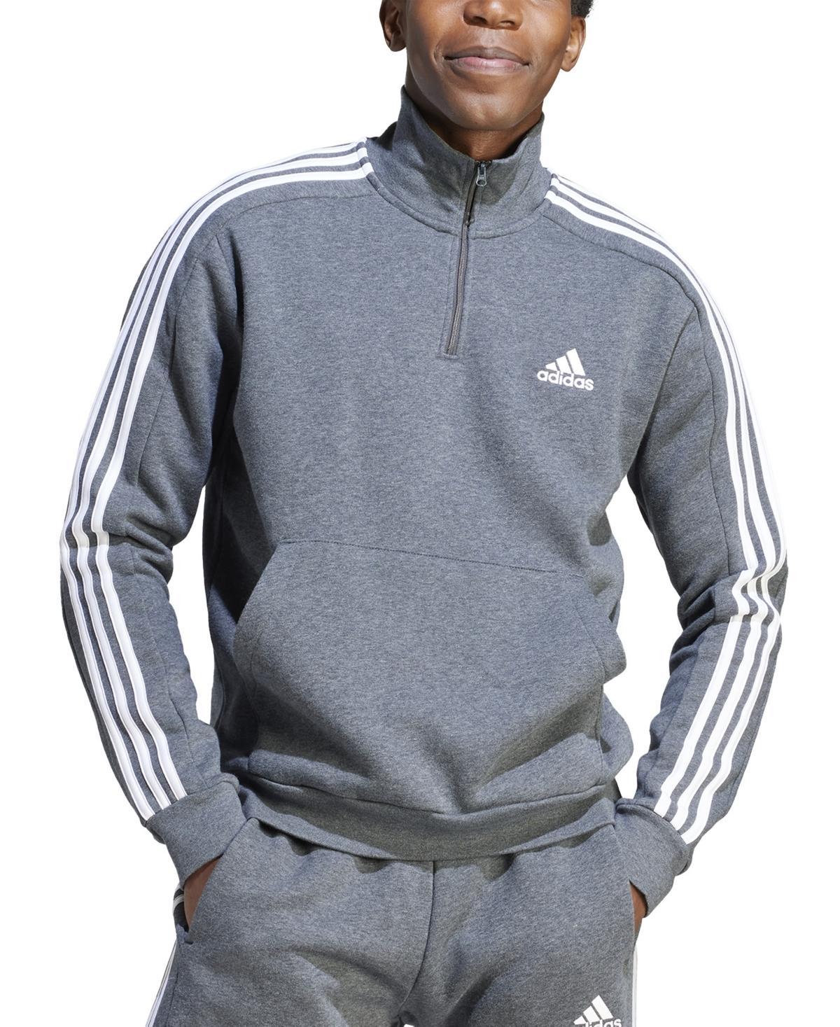 adidas Mens Essentials Fleece 3-Stripes Quarter-Zip Sweatshirt - Legend Ink Product Image