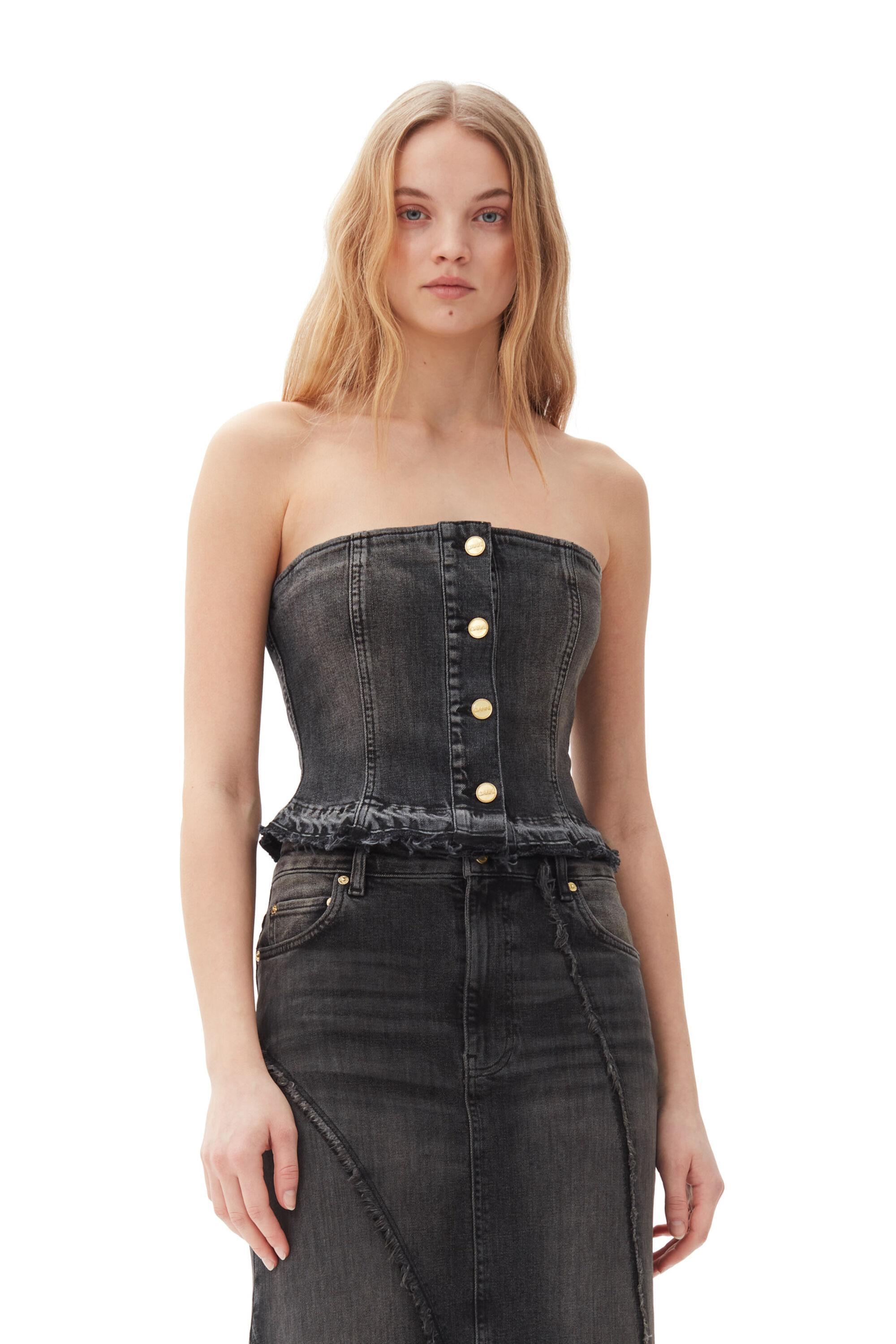 Washed Black Denim Top Product Image