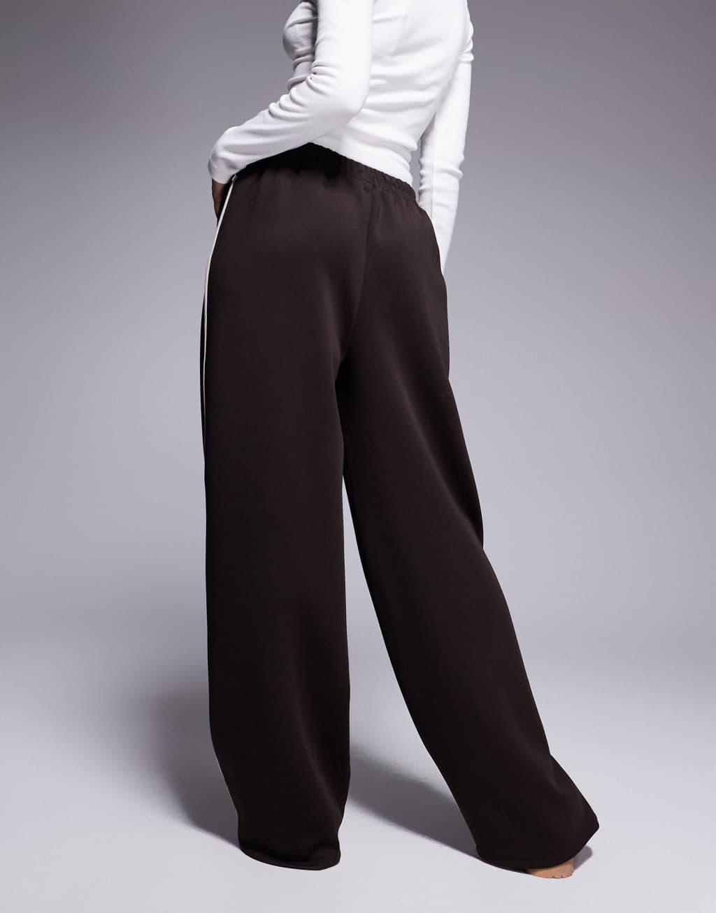 ASOS DESIGN scuba wide leg sweatpants in chocolate Product Image