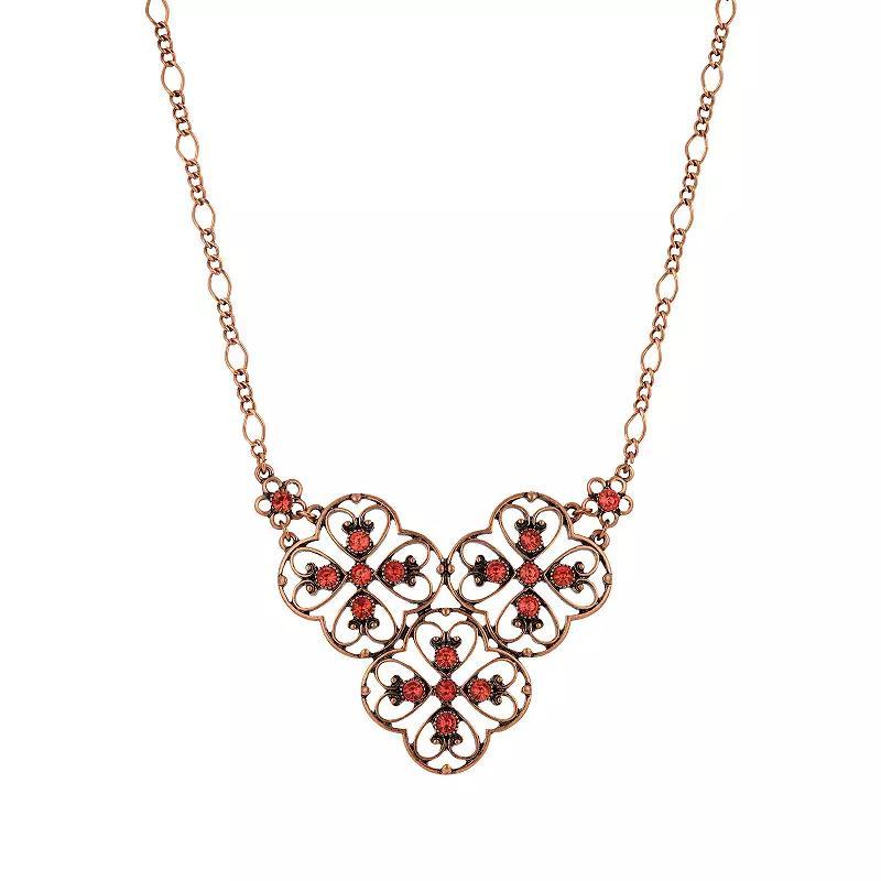 1928 Copper Tone Orange Filigree Bib Necklace, Womens Product Image