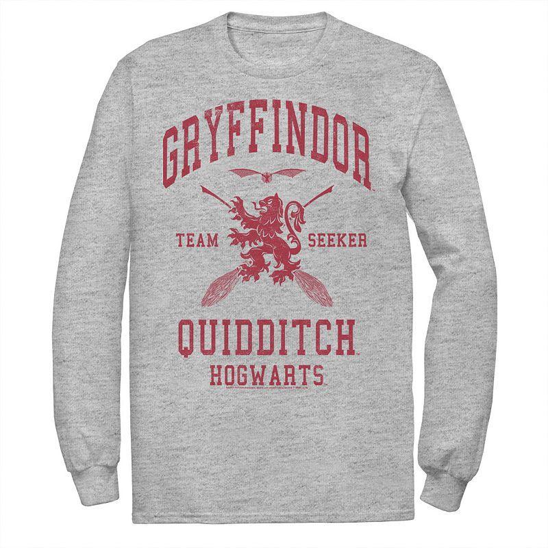 Mens Harry Potter Deathly Hallows 2 Gryffindor Quidditch Long Sleeve Tee Med Grey Product Image