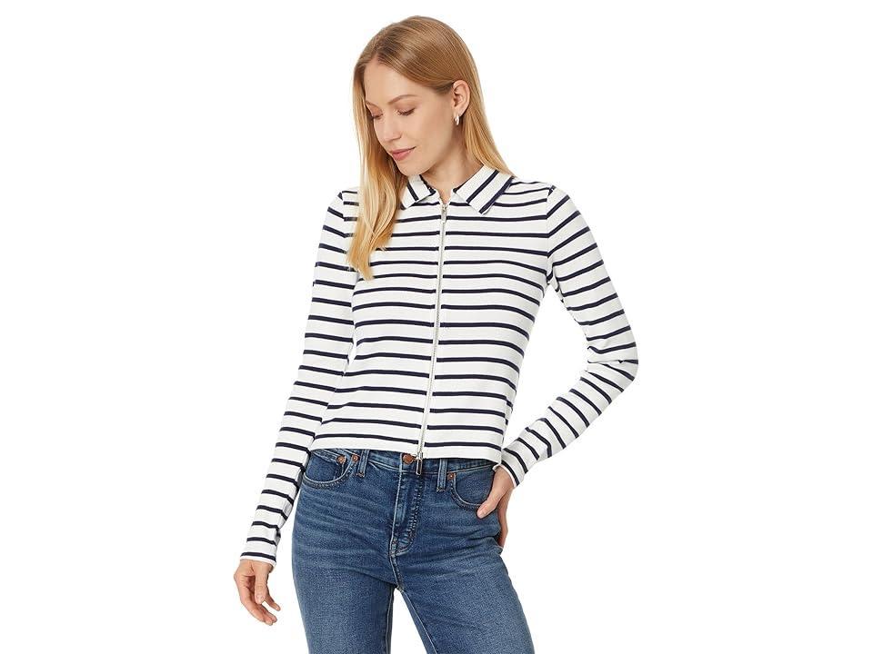 Madewell Grill Long Sleeve Zip Top Stripe (Winter ) Women's Clothing Product Image