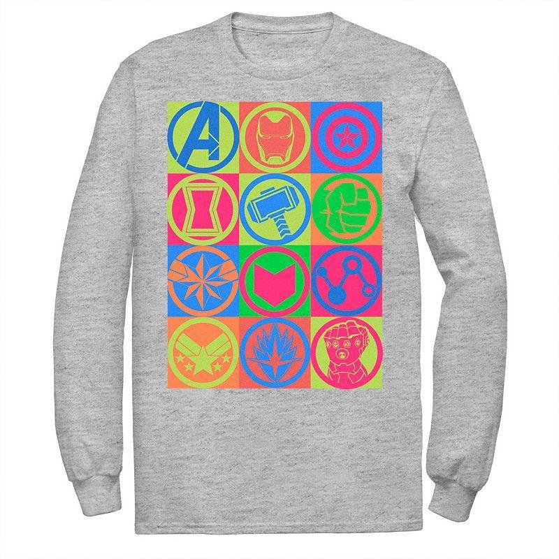 Mens Marvel Avengers: Endgame Colorful Symbol Box Up Tee Athletic Grey Product Image